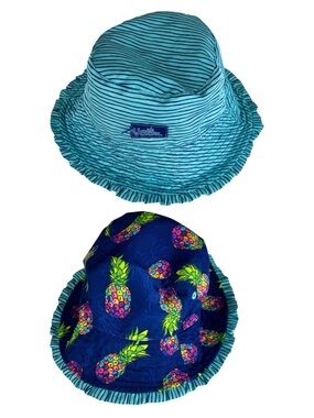 UV Skinz Reversible Kids Bucket Hat - Teal Stripe & Navy Pineapple 5